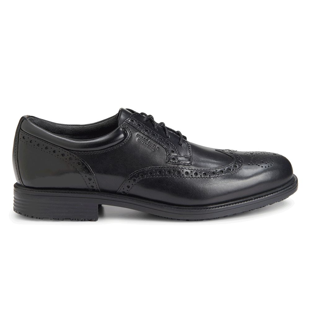 Rockport Men's Lead The Pack Waterproof Wingtip Oxfords - Black - USA (1758TWHGC)